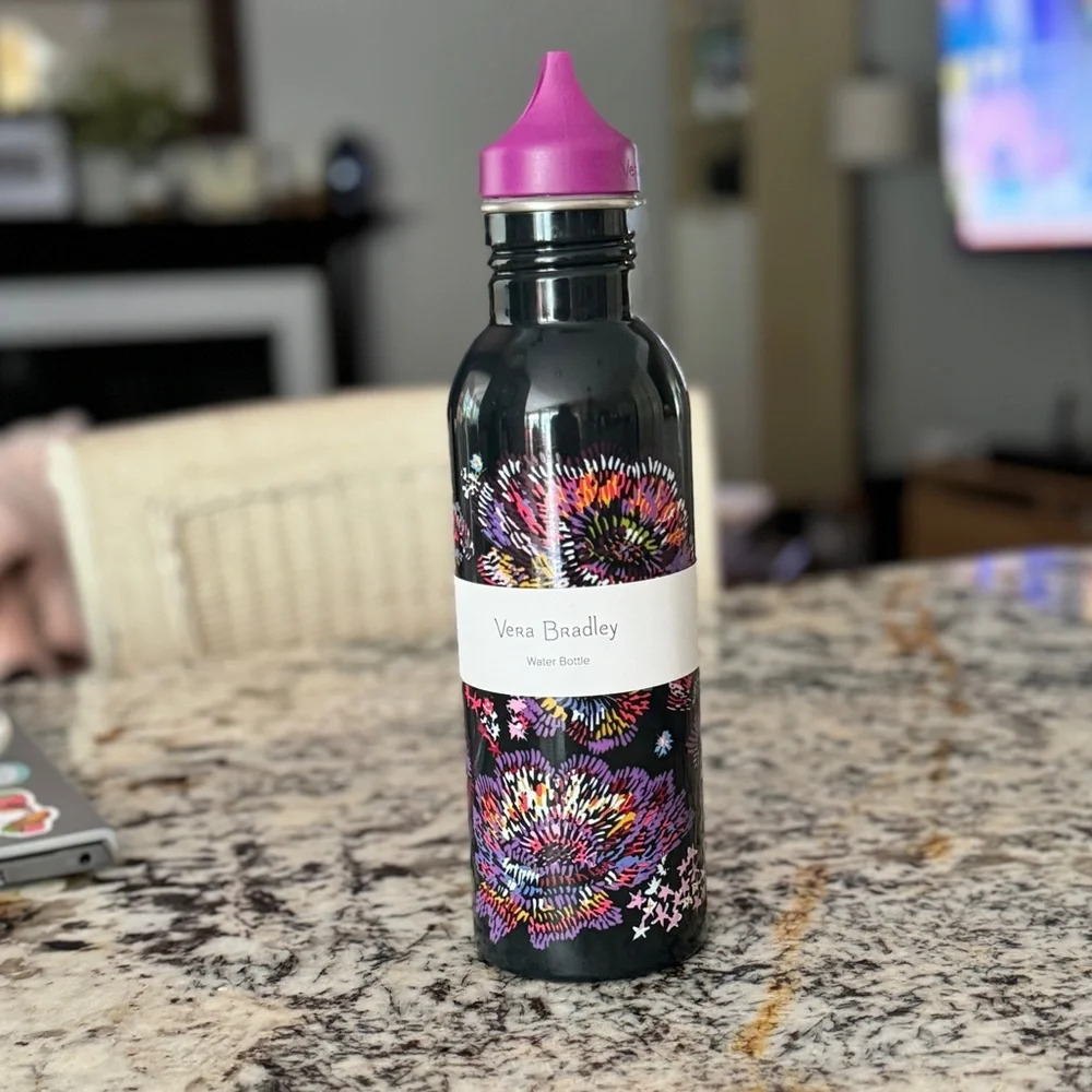 NWT Vera Bradley Floral Water Bottle - Midnight Wildflowers